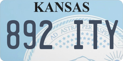 KS license plate 892ITY