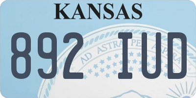 KS license plate 892IUD