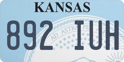 KS license plate 892IUH