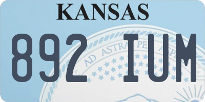 KS license plate 892IUM
