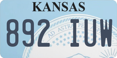KS license plate 892IUW