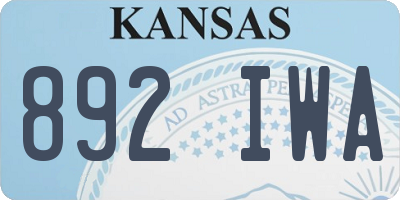 KS license plate 892IWA