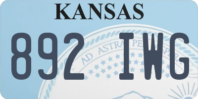 KS license plate 892IWG