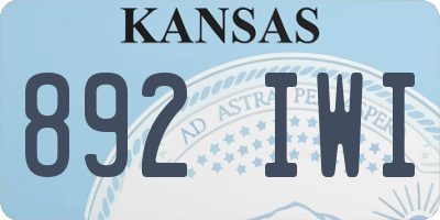 KS license plate 892IWI