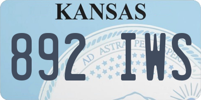 KS license plate 892IWS
