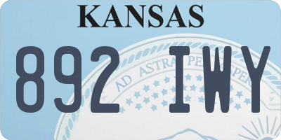KS license plate 892IWY