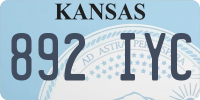KS license plate 892IYC