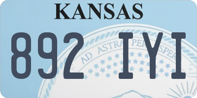 KS license plate 892IYI
