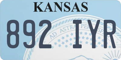 KS license plate 892IYR