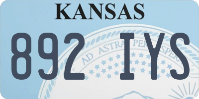 KS license plate 892IYS