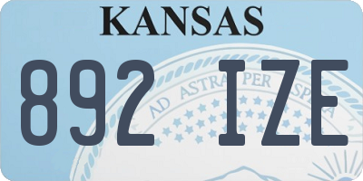KS license plate 892IZE