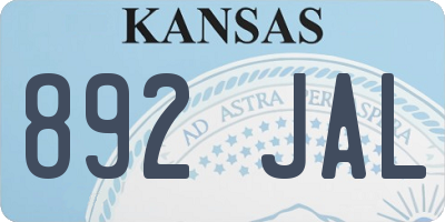 KS license plate 892JAL