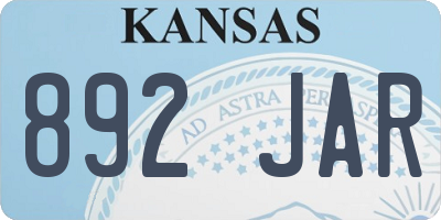 KS license plate 892JAR