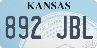 KS license plate 892JBL