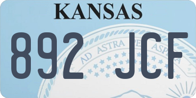 KS license plate 892JCF