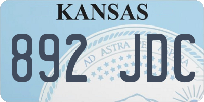 KS license plate 892JDC