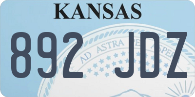 KS license plate 892JDZ