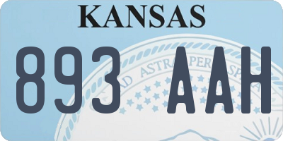 KS license plate 893AAH