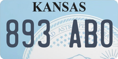 KS license plate 893ABO