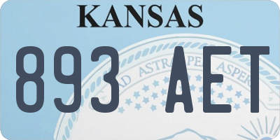 KS license plate 893AET