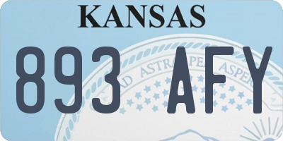 KS license plate 893AFY