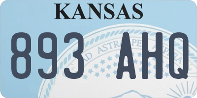 KS license plate 893AHQ