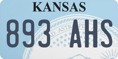 KS license plate 893AHS