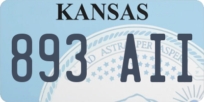 KS license plate 893AII