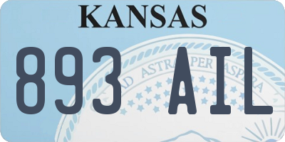 KS license plate 893AIL