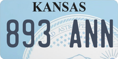 KS license plate 893ANN