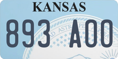 KS license plate 893AOO