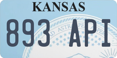 KS license plate 893API