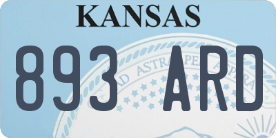 KS license plate 893ARD