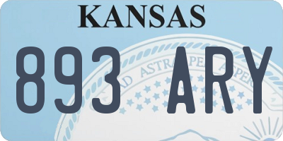 KS license plate 893ARY