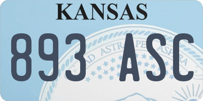 KS license plate 893ASC