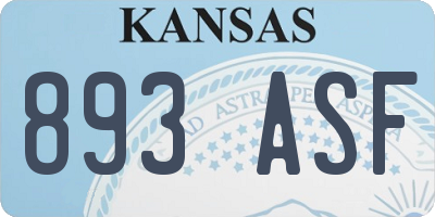 KS license plate 893ASF