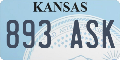 KS license plate 893ASK