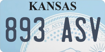 KS license plate 893ASV