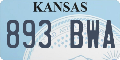KS license plate 893BWA