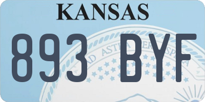 KS license plate 893BYF
