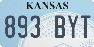 KS license plate 893BYT