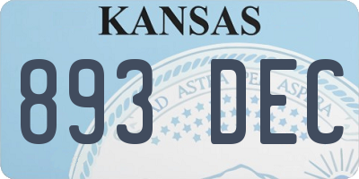 KS license plate 893DEC