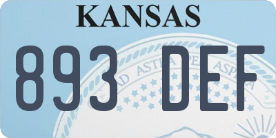 KS license plate 893DEF