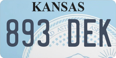 KS license plate 893DEK