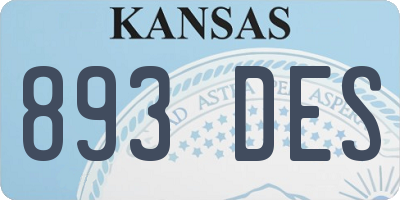 KS license plate 893DES