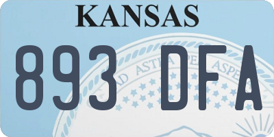 KS license plate 893DFA