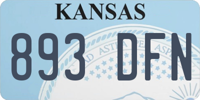 KS license plate 893DFN