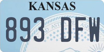 KS license plate 893DFW