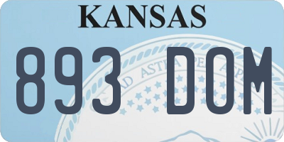 KS license plate 893DOM