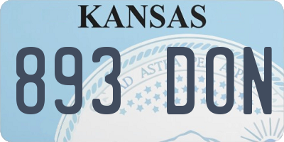 KS license plate 893DON